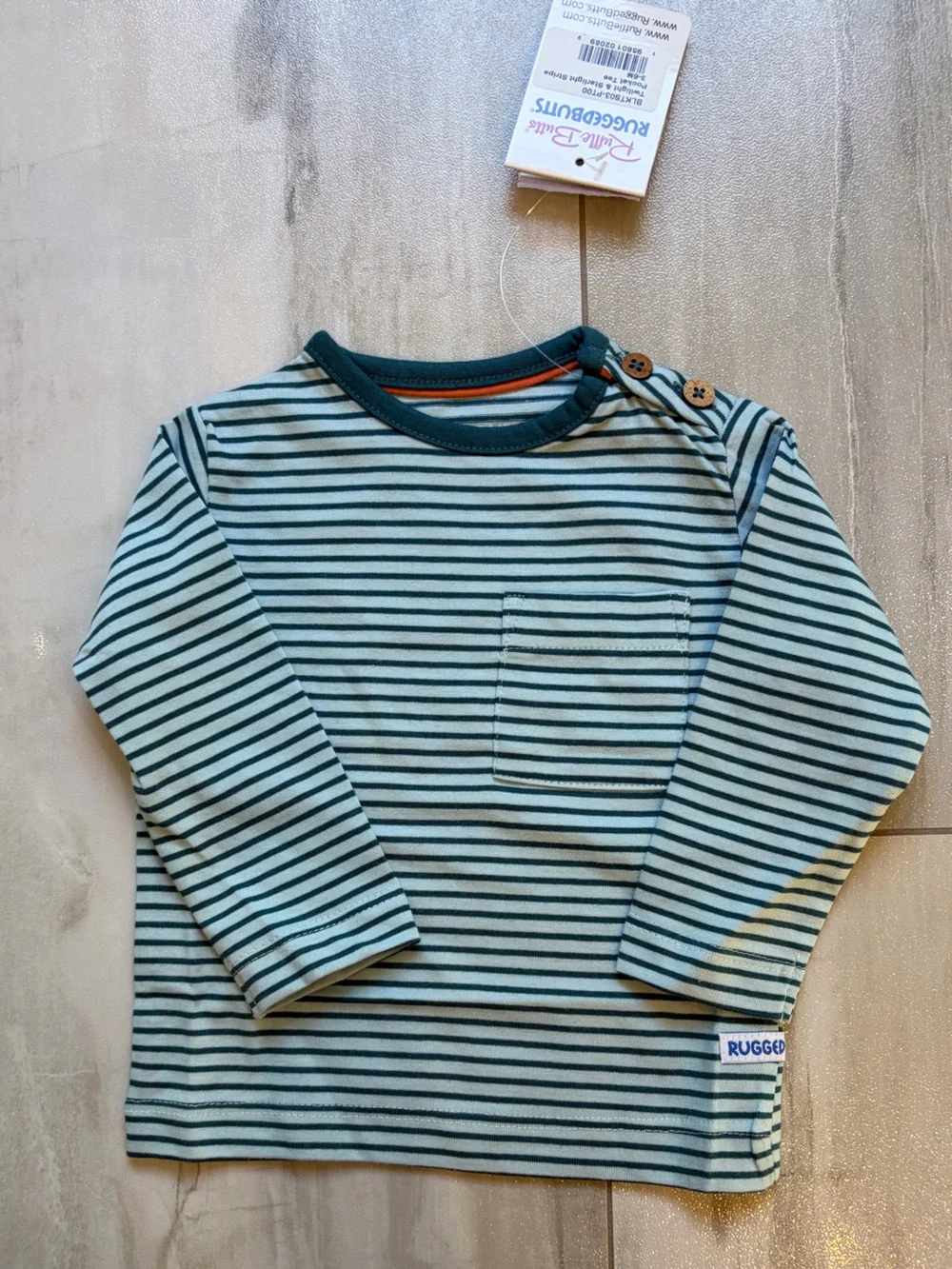 NWT RuggedButts Twilight & Starlight Striped Button Long Sleeve T-Shirt boys 3M